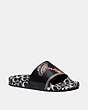 COACH®,DISNEY MICKEY MOUSE X KEITH HARING SLIDE,Rubber,Chalk/Black,Front View