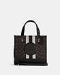 COACH®,DEMPSEY TOTE 22 IN SIGNATURE JACQUARD WITH STRIPE AND COACH PATCH,Jacquard/Leather,Medium,Silver/Black Smoke Black Multi,Front View