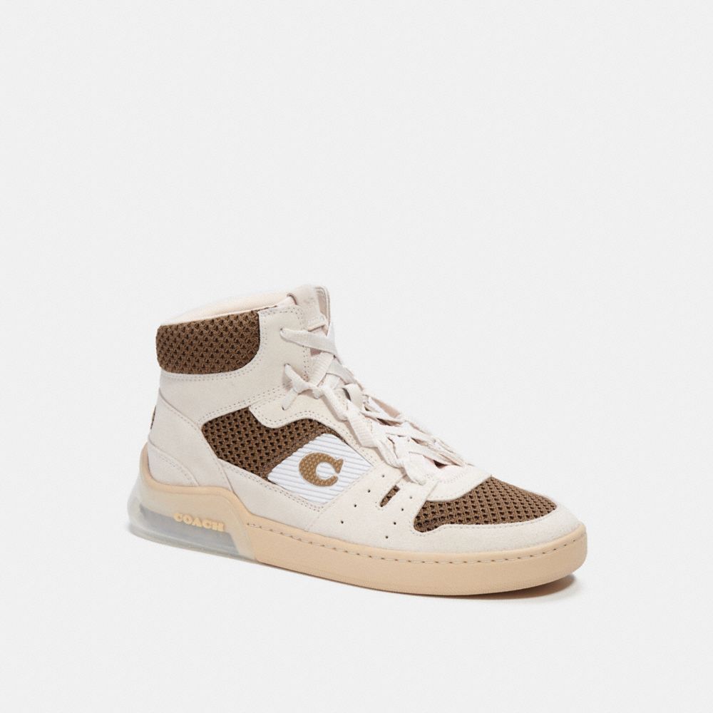 Coach Retro Signature Canvas & Leather Chalk High Top Sneakers