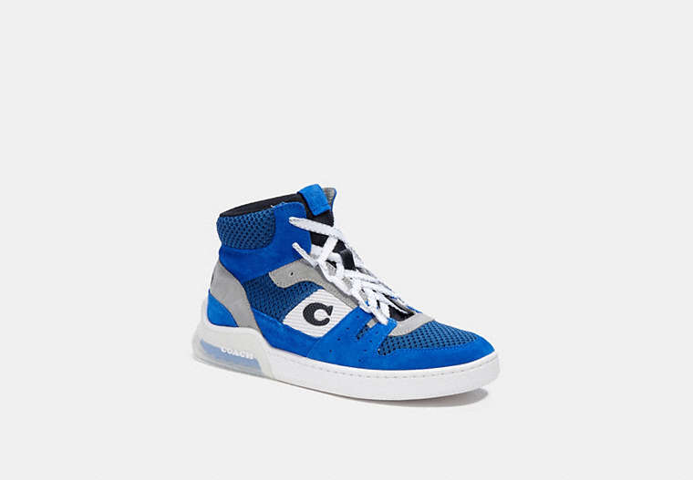 COACH®,CITYSOLE HIGH TOP SNEAKER,Suede,Light Royal Blue Navy,Front View