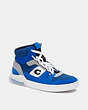 COACH®,CITYSOLE HIGH TOP SNEAKER,Suede,Light Royal Blue Navy,Front View
