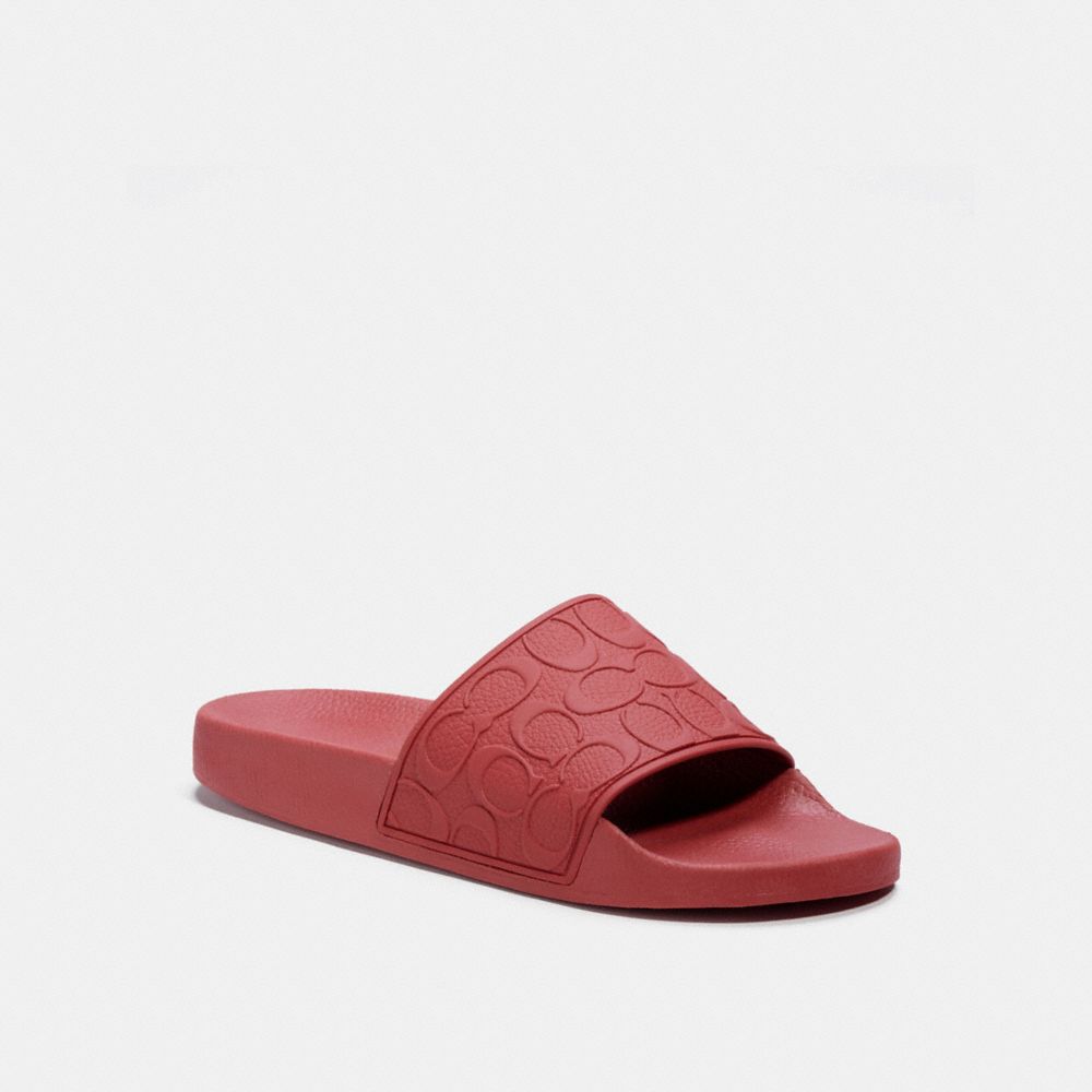 COACH®,SIGNATURE POOL SLIDE,Brick Red,Front View
