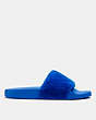 COACH®,SLIDE WITH SHEARLING,Light Royal Blue,Angle View