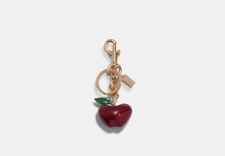 COACH®,APPLE BAG CHARM,n/a,Gold/Red,Front View