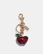 COACH®,APPLE BAG CHARM,n/a,Gold/Red,Front View