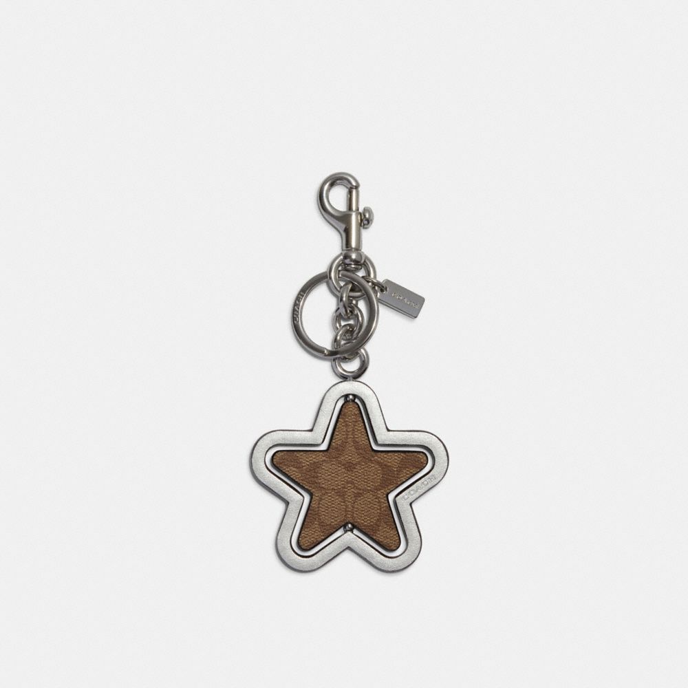 COACH Womens Mirror Bag Charm In Signature Canvas With Disco Star