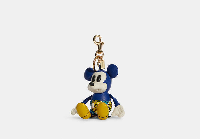 COACH®,DISNEY MICKEY MOUSE X KEITH HARING COLLECTIBLE BAG CHARM,Leather,Gold/Sport Blue Multi,Front View