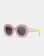 COACH®,ROUND FRAME SUNGLASSES,PINK,Front View