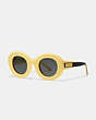 COACH®,ROUND FRAME SUNGLASSES,Yellow,Front View