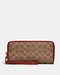 COACH®,CONTINENTAL WALLET IN SIGNATURE CANVAS,Signature Coated Canvas,Brass/Tan/Rust,Front View