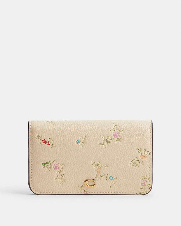 Slim Card Case With Antique Floral Print
