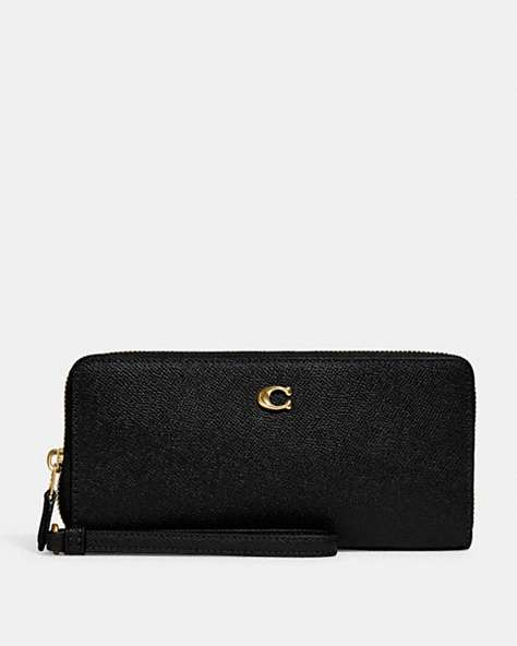 COACH®,CONTINENTAL WALLET,Mini,Brass/Black,Front View