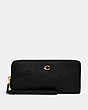 COACH®,CONTINENTAL WALLET,Crossgrain Leather,Mini,Brass/Black,Front View