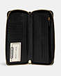 COACH®,CONTINENTAL WALLET,Crossgrain Leather,Mini,Brass/Black,Inside View,Top View