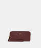 COACH®,CONTINENTAL WALLET,Crossgrain Leather,Mini,Brass/Wine,Front View