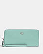 COACH®,CONTINENTAL WALLET,Crossgrain Leather,Mini,Silver/Faded Blue,Front View