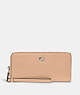 COACH®,CONTINENTAL WALLET,Crossgrain Leather,Mini,Silver/Buff,Front View