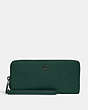 COACH®,CONTINENTAL WALLET,Crossgrain Leather,Mini,Pewter/Forest,Front View