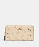 COACH®,ACCORDION ZIP WALLET WITH ANTIQUE FLORAL PRINT,Brass/Ivory,Front View