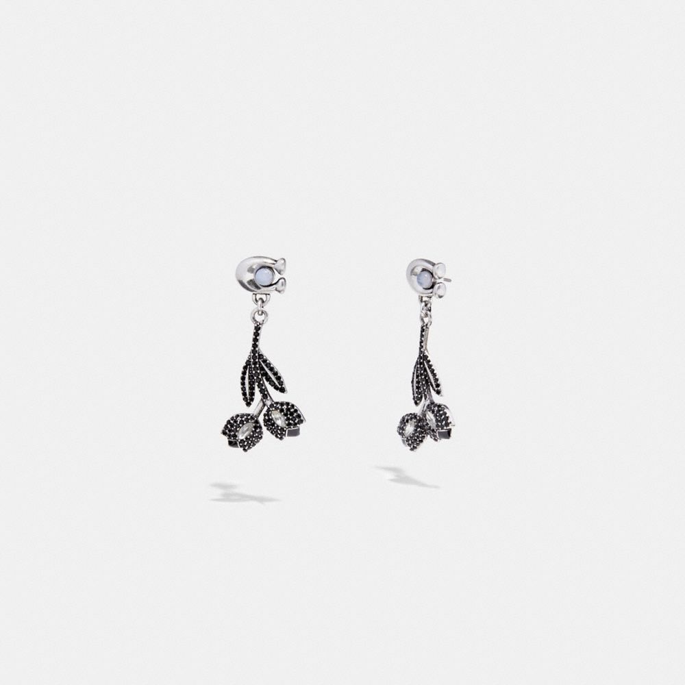 Jet Flower Earrings