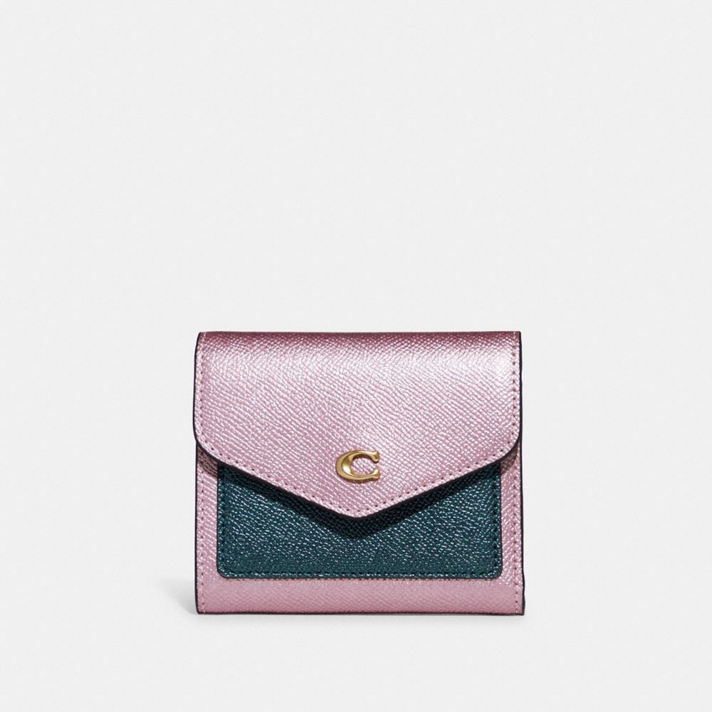 COACH Cross Grain Leather Wyn Small Wallet in Pink