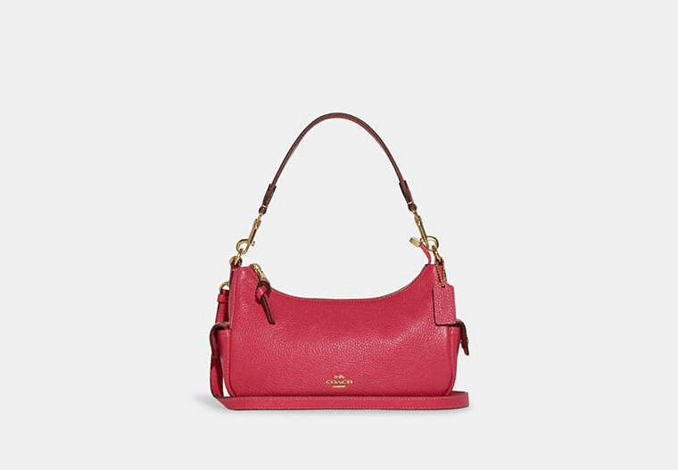 COACH®,PENNIE SHOULDER BAG 25,Mini,Gold/Bold Pink,Front View