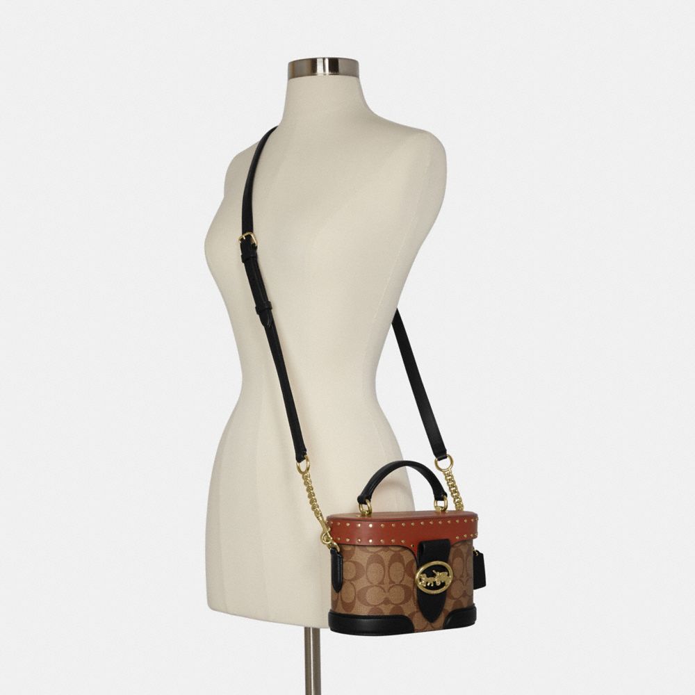 Georgie Gem Crossbody In Colorblock Signature Canvas With Rivets