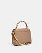 COACH®,MARLIE TOP HANDLE SATCHEL WITH BORDER QUILTING,Medium,Gold/Taupe,Angle View