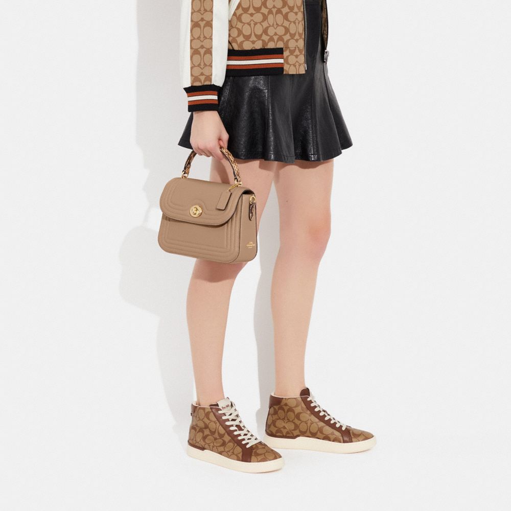 COACH®,Marlie Top Handle Satchel With Border Quilting,,Detail View