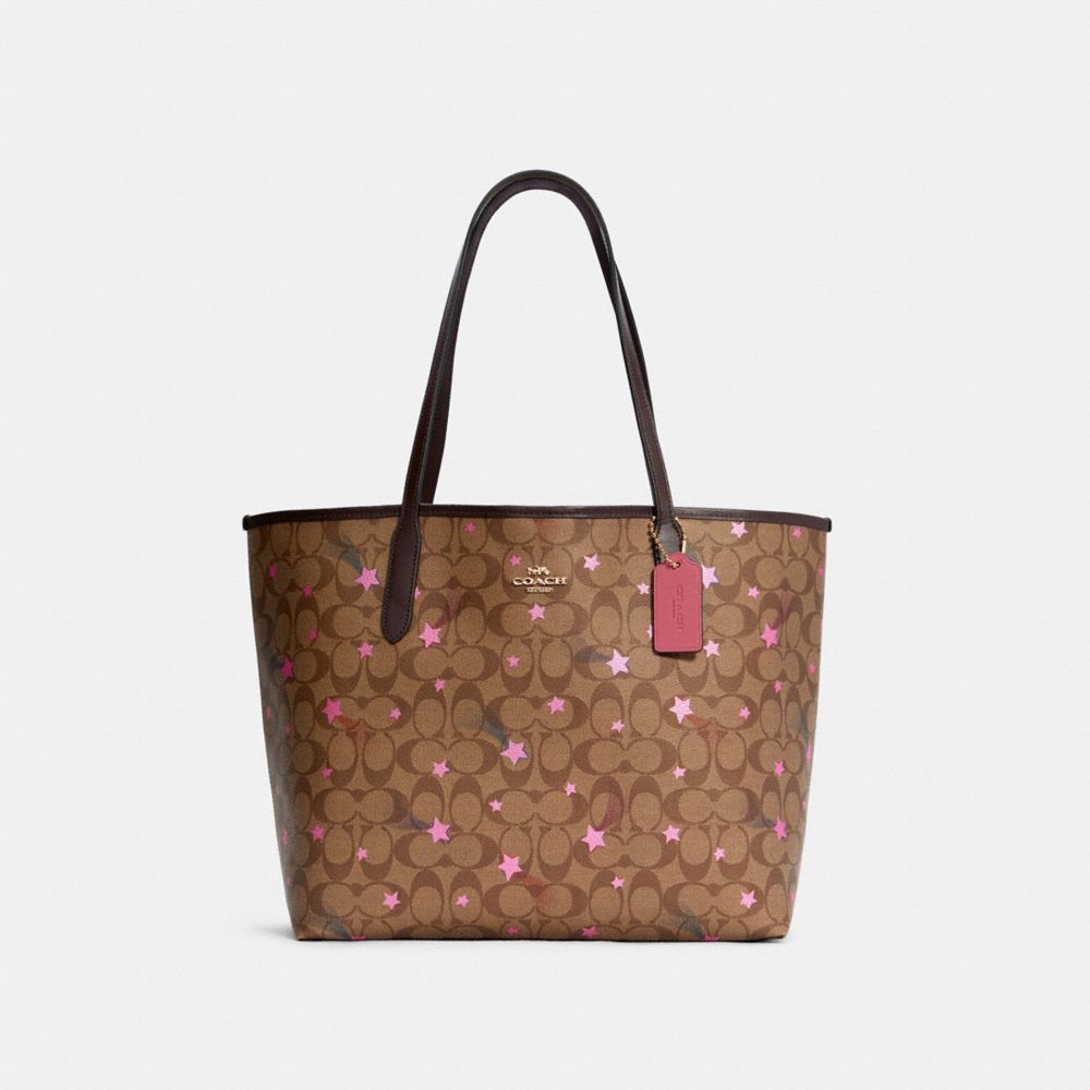 COACH® | City Tote In Signature Canvas With Disco Star Print