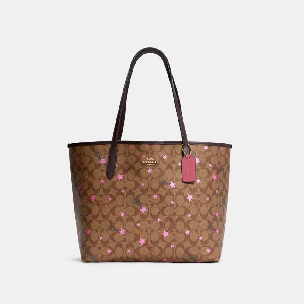 City Tote In Signature Canvas With Disco Star Print