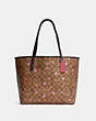 COACH®,CITY TOTE IN SIGNATURE CANVAS WITH DISCO STAR PRINT,Large,Gold/Khaki Multi,Front View