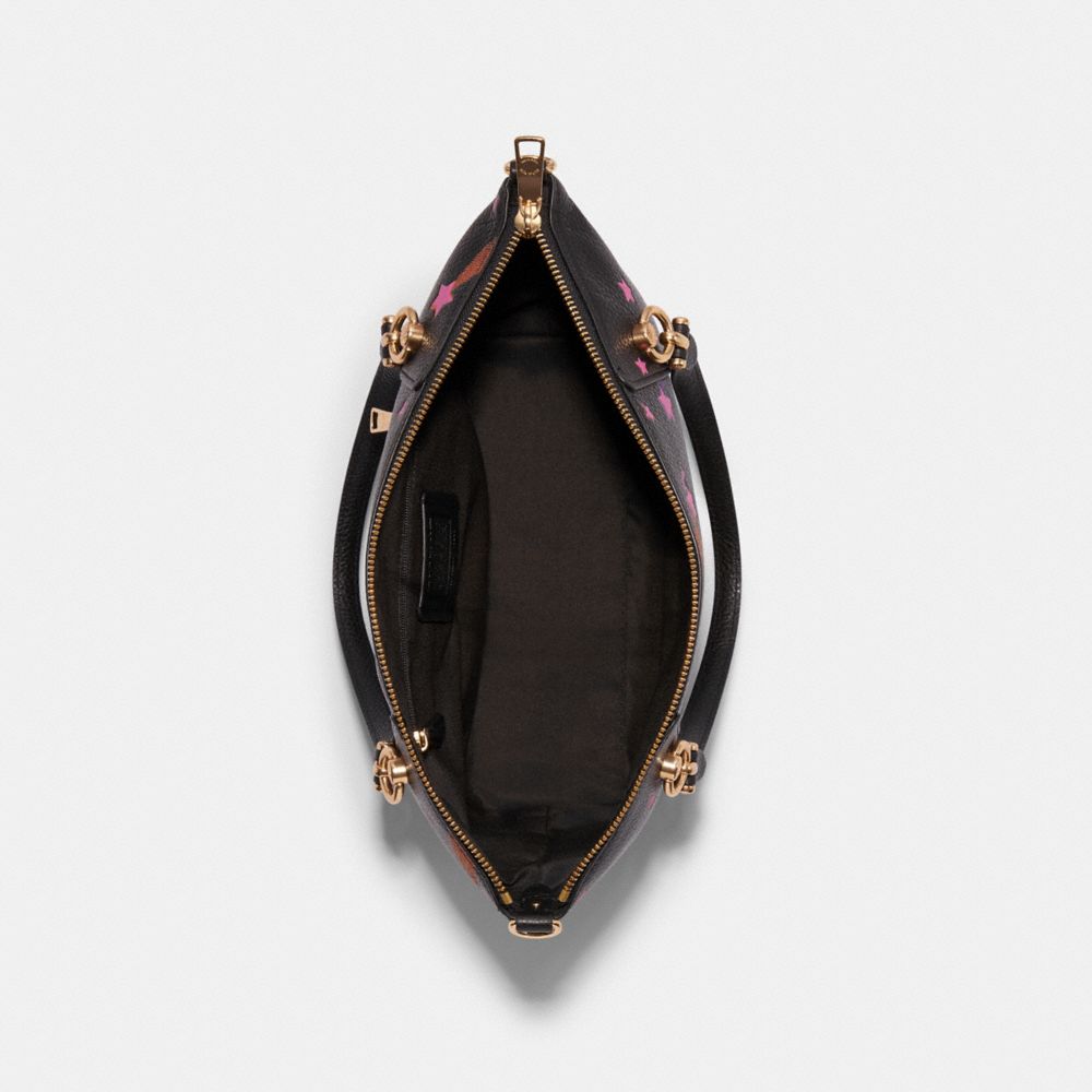 COACH®,Kacey Satchel Bag With Disco Star Print,,Inside View,Top View