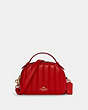 COACH®,SERENA SATCHEL WITH LINEAR QUILTING,Leather,Small,Gold/Electric Red,Front View
