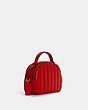 COACH®,SERENA SATCHEL WITH LINEAR QUILTING,Leather,Small,Gold/Electric Red,Angle View