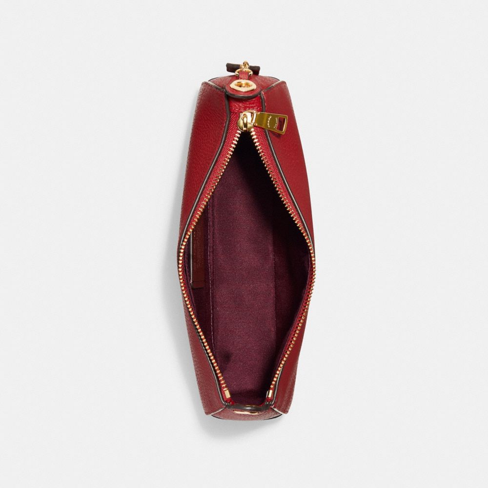 COACH®,JES BAGUETTE,Pebbled Leather,Small,Gold/1941 Red,Inside View,Top View