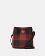 COACH®,MINI TOWN BUCKET BAG WITH BUFFALO PLAID PRINT,Canvas/Smooth Leather,Small,Silver/Black/1941 Red Multi,Front View