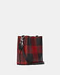 COACH®,MINI TOWN BUCKET BAG WITH BUFFALO PLAID PRINT,Canvas/Smooth Leather,Small,Silver/Black/1941 Red Multi,Angle View