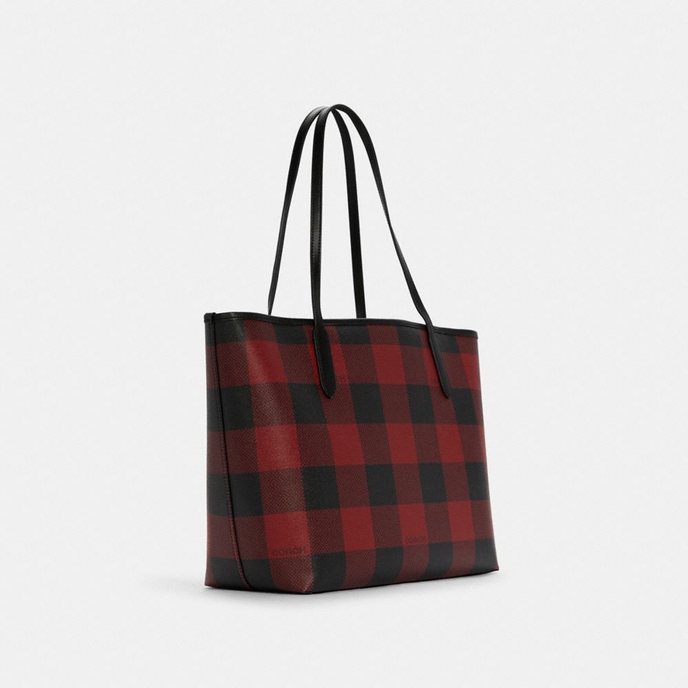 COACH®  City Tote With Buffalo Plaid Print