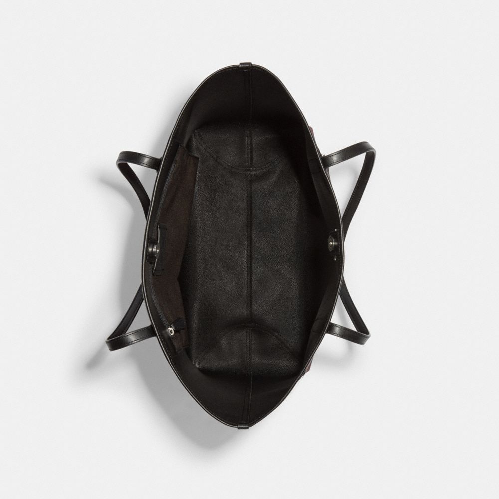 COACH®,City Tote Bag With Buffalo Plaid Print,,Inside View,Top View