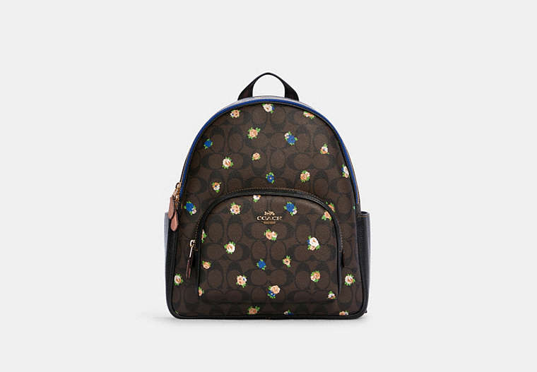 Court Backpack In Signature Canvas With Vintage Mini Rose Print