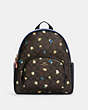 COACH®,COURT BACKPACK IN SIGNATURE CANVAS WITH VINTAGE MINI ROSE PRINT,Medium,Gold/Brown Black Multi,Front View