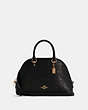 COACH®,KATY SATCHEL IN SIGNATURE LEATHER,Medium,Gold/Black,Front View