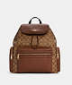 COACH®,BABY BACKPACK IN SIGNATURE CANVAS,Signature Coated Canvas,X-Large,Travel,Gold/Khaki Saddle,Front View
