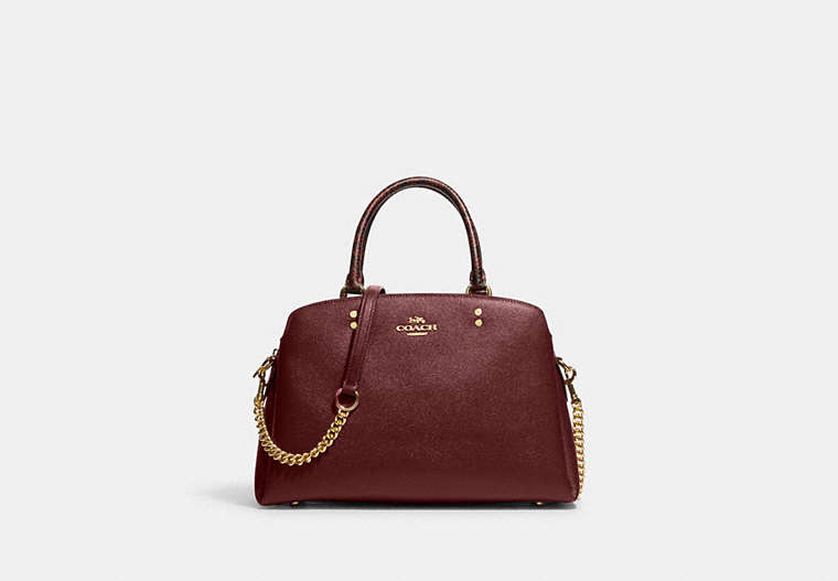 COACH®,LILLIE CARRYALL,Large,Gold/Black Cherry Multi,Front View