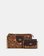 COACH®,POPPY CROSSBODY WITH CARD CASE IN SIGNATURE CANVAS WITH DISCO STAR PRINT,Gold/Khaki Multi,Front View