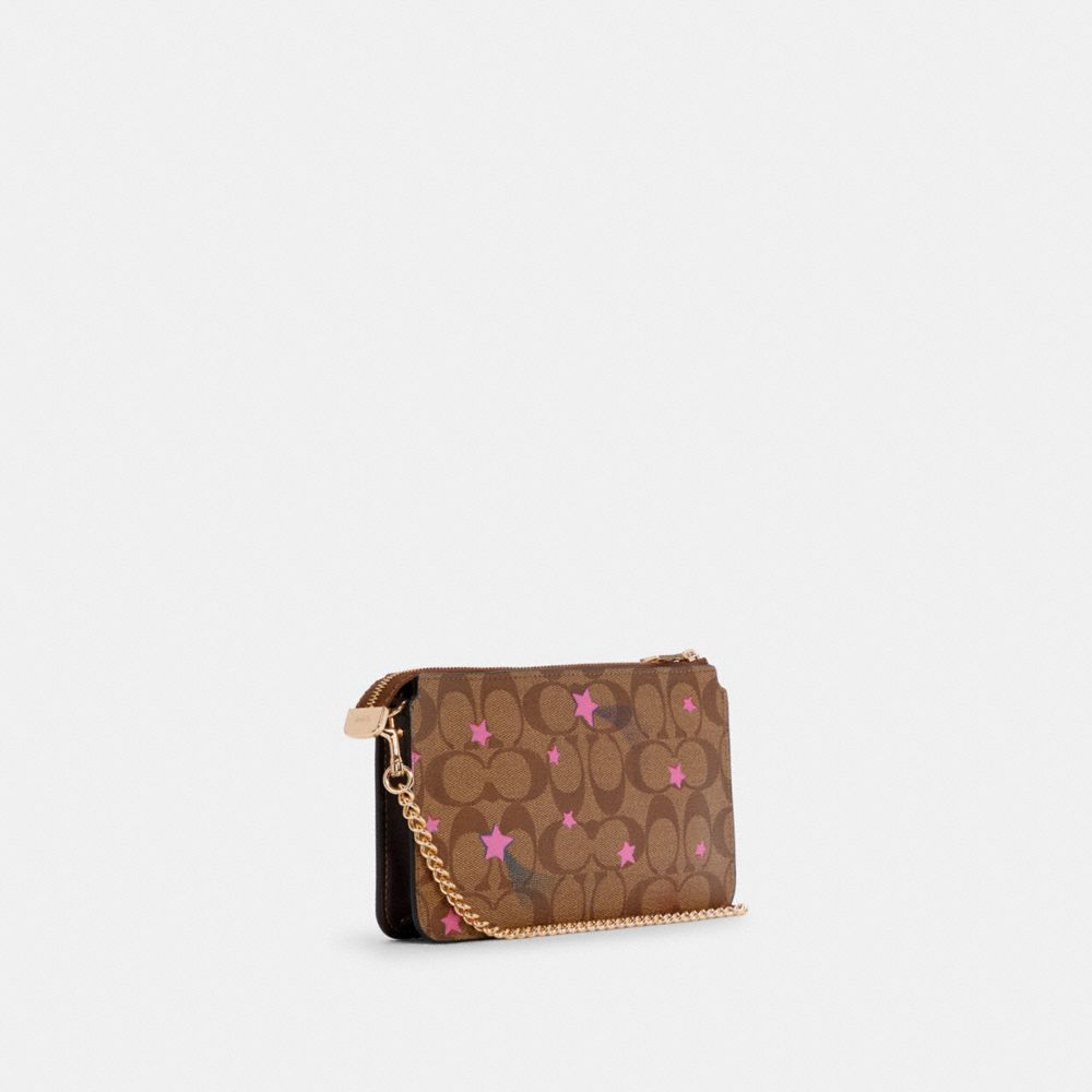 Poppy Crossbody With Card Case In Signature Canvas With Disco Star Print