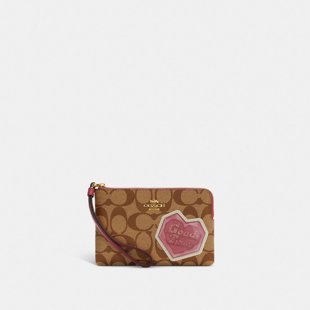 COACH® Outlet | Corner Zip Wristlet In Signature Canvas With