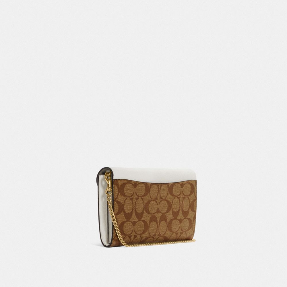 COACH®,SAC À BANDOULIÈRE TAMMIE CLUTCH EN TOILE SIGNATURE,Toile enduite emblématique/Cuir lisse,Or/Kaki/Craie,Angle View