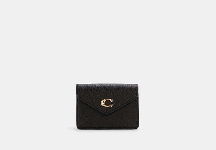 COACH®,TAMMIE CARD CASE,Pebbled Leather,Mini,Gold/Black,Front View